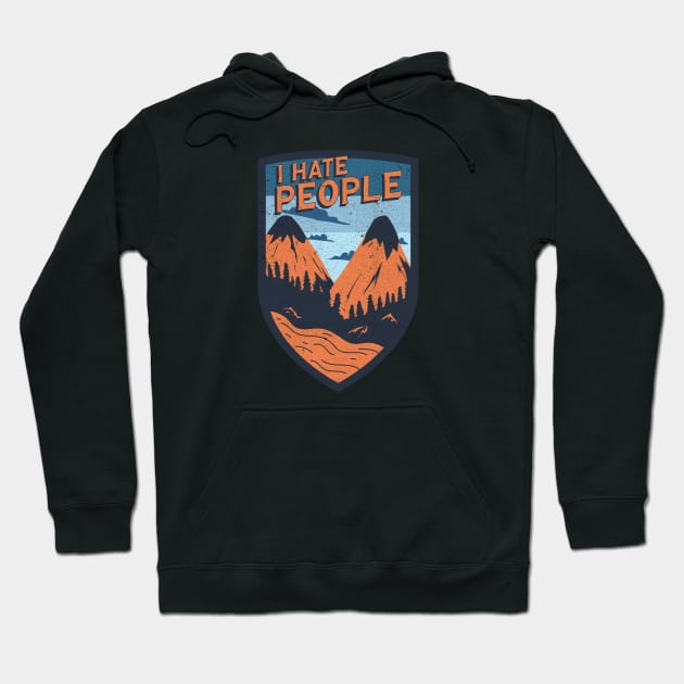 I Hate People - Retro Sunset Mountain Hoodie by dentikanys